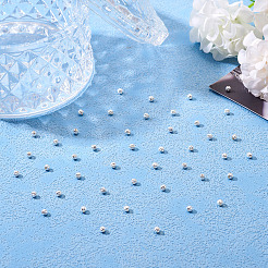 スターリングシルバーの波形ビーズ50個925個  ラウンド  銀  3x2.5mm  穴：1mm&nbsp;STER-TA0001-31