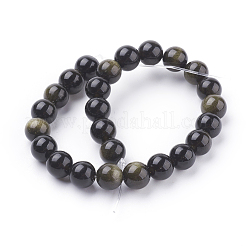 天然石ゴールデンシーンオブシディアンビーズ連売り  ラウンド  8mm  穴：1mm  22~23個/連  7.1インチ&nbsp;G-C076-8mm-5