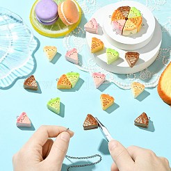 40個5色不透明樹脂ペンダント  猫の形をしたチーズケーキ  鉄製のアイピンループ付き  ミックスカラー  24x21x15mm  穴：2mm  8個/カラー&nbsp;RESI-CJ0004-80