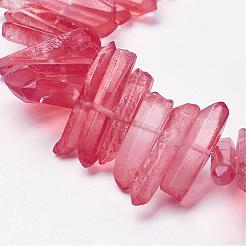 天然水晶ポイントビーズ連売り  染め  ナゲット  15~30x4~8x4~7mm  穴：1mm  8インチ&nbsp;G-K181-B09