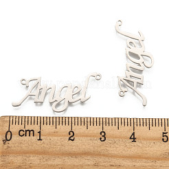 変色しにくい304ステンレススチールペンダント  ワード天使  ステンレス鋼色  12x28x1mm  穴：1mm&nbsp;X-STAS-M220-08