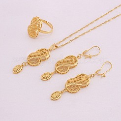 ナンバー8真鍮ネックレス＆イヤリング＆指輪セット  ゴールドカラー  ネックレス：17.72インチ（450mm）; イヤリング：60mm; リング：調節可能&nbsp;FS-WG0D364-01