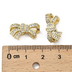 真鍮製マイクロパヴェキュービックジルコニアビーズ  蝶結び  18KGP本金メッキ  9.5x18.5x6mm  穴：1.3mm&nbsp;KK-B142-12G