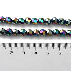 電気メッキガラスビーズ連売り  ファセット（32ファセット）  ラウンド  虹メッキ  6x5mm  穴：1mm  約88~91個/連  19.49~20.08インチ（49.5~51cm）&nbsp;EGLA-R042-6mm-04