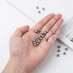 変色しにくいステンレススチールビーズ  固い丸  ステンレス鋼色  6mm  穴：1.5mm&nbsp;X-STAS-R033-6mm