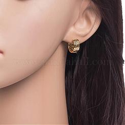 Real 18K Gold Plated Brass Hollow Hoop Earrings&nbsp;EJEW-EE0002-003