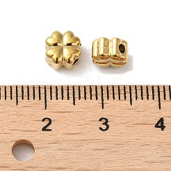 304ステンレススチールビーズ  クローバー  18KGP本金メッキ  6.5x6.5x4mm  穴：1.2mm&nbsp;STAS-I203-35G