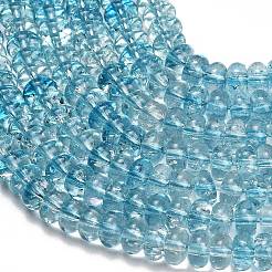 染色された天然石風ガラスビーズの連  ロンデル  ダークターコイズ  8~8.5x4.5~5mm  穴：1.2mm  約79個/連  14.57''（37センチメートル）&nbsp;GL-Z001-03A-12