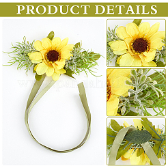 4Pcs Cloth Imitation Sunflower Wrist Corsages&nbsp;AJEW-CP0008-43