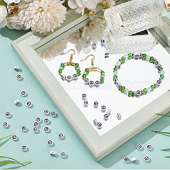 不透明アクリルビーズ 100g  エナメル  ピースサイン付きのフラットラウンド  ホワイト  7x4mm  穴：1.6mm  100 G /ボックス&nbsp;MACR-SC0001-49