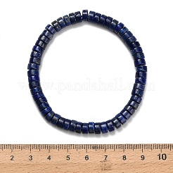 天然石ラピスラズリビーズストレッチブレスレット  フラットラウンド  ビーズ：6x3mm  内径：2-1/8インチ（5.4cm）&nbsp;BJEW-F523-03B
