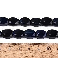 天然石瑪瑙ビーズ連売り  ツイスト  染め  ミッドナイトブルー  11~12x7~9x7~9mm  穴：0.9~1mm  約38個/連  15.16~15.55インチ（38.5~39.5cm）&nbsp;G-Q606-79