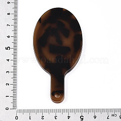 セルロースアセテート（樹脂）ビッグペンダント  鏡  アクリル表面  サドルブラウン  79x40x5mm  穴：3mm&nbsp;KY-N024-04
