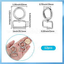 12個の合金スイベルクラスプ  スプリングゲートリング付き  プラチナ  46x32x5mm&nbsp;FIND-SP0003-62P