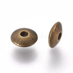 チベット風スペーサービーズ  鉛フリー＆カドミウムフリー  フラットラウンド  アンティークブロンズ  6x2mm  穴：1.5mm&nbsp;TIBEB-R020-AB-LF