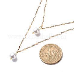 Brass Link Chain Double Layer Necklaces&nbsp;NJEW-JN03993
