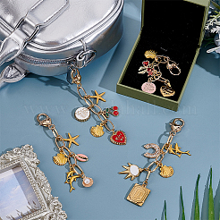 4Pcs Alloy Enamel & Rhinestone Pendant Decorations&nbsp;HJEW-NB00317