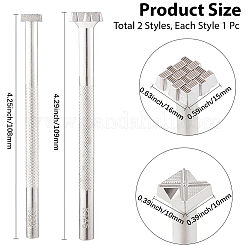 2個 2スタイル DIY 合金鋼レザークラフトスタンプ  プラチナ  109~110x6~13.5x6~13.5mm  1個/スタイル&nbsp;TOOL-GF0003-53A