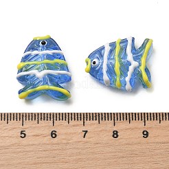 ペイントガラスビーズを焼く  魚  エナメル  藤紫色  18~18.5x22x8~8.5mm  穴：1.6mm&nbsp;LAMP-I032-01G