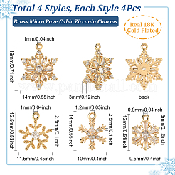 16Pcs 4 Styles Brass Micro Cubic Zirconia Charms&nbsp;KK-SC0006-98