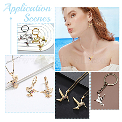 48本6スタイルアロイペンダント  ラインストーン付き  鳥のチャーム  ミックスカラー  24~28x19.6~20mm  8個/スタイル&nbsp;FIND-WR0012-79