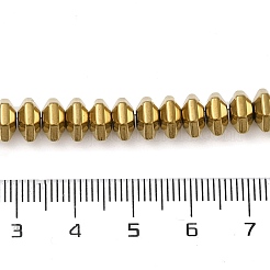 電気メッキ磁気無し合成ヘマタイトビーズ連売り  六角  黄金メッキ  3.5~4x7.5~8x6.5~7mm  穴：1.5mm  約106個/連  15.83''（40.2センチメートル）&nbsp;G-P518-06A