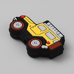 食品グレードの環境に優しいシリコーンビーズ  車  きいろ  20.5x31x7mm  穴：3mm&nbsp;SIL-CJC0008-06A-01