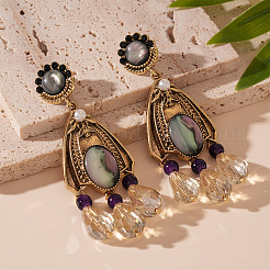 Teardrop Alloy & Rhinestone Dangle Stud Earrings&nbsp;FS-WG4DD0F-01