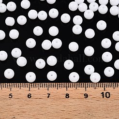 不透明な焼き絵の具、ガラスビーズ  ラウンド  ホワイト  5.5x4.5~5mm  穴：1mm  約2500個/ポンド&nbsp;DGLA-T004-02A