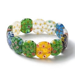 Handmade Millefiori Lampwork Beaded Stretch Bracelets for Men Women&nbsp;BJEW-G738-01A-01