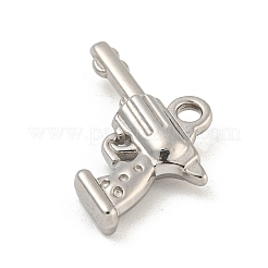 変色しない304ステンレススチールペンダント  ピストルチャーム  ステンレス鋼色  15.5x20x4mm  穴：2mm&nbsp;STAS-N103-147P
