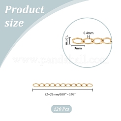 304ステンレススチールカーブチェーンエクステンダー120個  ゴールドカラー  22~25mm  リンク：3x1.6x0.4mm&nbsp;STAS-UN0059-36G