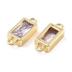 Brass Pave Glass Rectangle Connector Charms&nbsp;KK-H002-06G-04