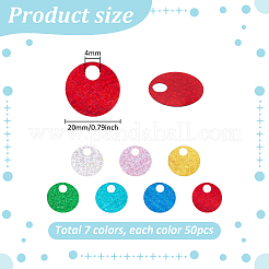 350色のPVCペンダント7個  スパンコール入り  フラットラウンド  ミックスカラー  20mm  穴：4mm  7色&nbsp;FIND-PH0059-61B