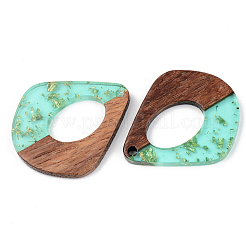 Transparent Resin & Walnut Wood Pendants&nbsp;RESI-S389-016A-B02
