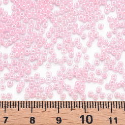 12/0個の模造ヒスイガラスシードビーズ  不透明色の光沢  ラウンド  ピンク  2x1.5mm  穴：1mm  約40000個/ポンド&nbsp;SEED-S049-A-009