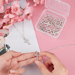 合金ラインストーンペンダント24個  クロス  プラチナ  26x15x3mm  穴：2mm  24pc&nbsp;ALRI-FH0001-02