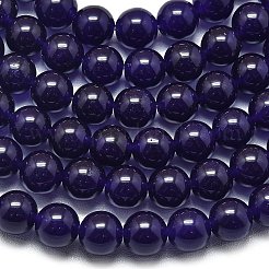 天然石マレーシアジェイドビーズ連売り  染め＆加熱  ラウンド  暗い蘭  11.5~12.5mm  穴：1.2mm  約35個/連  14.96インチ（38cm）&nbsp;G-L645-C01-12mm-07