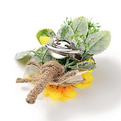2Pcs 2 Style Sunflower Flower Silk Wrist and Flower Silk Brooch Sets&nbsp;AJEW-CP0004-60
