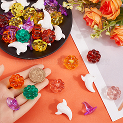 ハロウィンの魔女帽子、カボチャ、ゴーストのジュエリー作り、ファインディングキット  プラスチックカボションとアクリル装飾を含む  ミックスカラー  23~32.5x15~27x12~22mm  約20個/スタイル&nbsp;FIND-SP0001-98