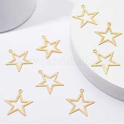 真鍮チャーム  鉛フリー＆カドミウムフリー＆ニッケルフリー  スター  18KGP本金メッキ  27x25x0.3mm  穴：2mm  30個/箱&nbsp;KK-BC0006-21G-NR