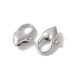 真鍮カニカン  ラックめっき  長持ちメッキ  鉛フリー＆カドミウムフリー  ハート  プラチナ  13.5x8x4mm  穴：1.2mm&nbsp;KK-F893-07P
