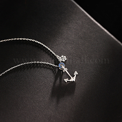 Vintage S925 Silver Ship Anchor Rudder Necklace Unique Design Collarbone Chain&nbsp;AJ6601