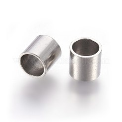 変色しにくい304ステンレススチールチューブビーズ  大穴ビーズ  ステンレス鋼色  5x5mm  穴：4mm&nbsp;STAS-E454-29P
