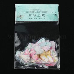 蝶模様防水プラスチックスクラップブッキングステッカー  自己粘着ステッカー  日記用  アルバム  ノート  diyの芸術品と工芸品  ミックスカラー  25~63x31~60x0.1mm  40個/袋&nbsp;DIY-WH0158-51