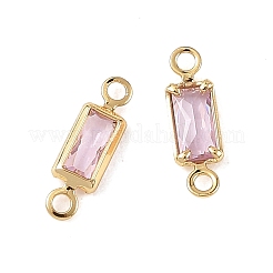 SHEGRACE Brass Pave Cubic Zirconia Rectangle Connector Charms&nbsp;XGRQ2O223-445B-G