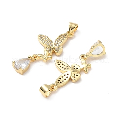 Brass Micro Pave Cubic Zirconia Pendants&nbsp;KK-Q068-07G