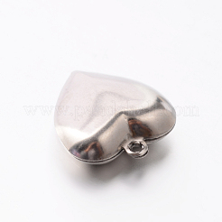オリジナルカラー 304 ステンレススチール ハートペンダント  ステンレス鋼色  17.5x16x6mm  穴：1.5mm&nbsp;STAS-E078-05