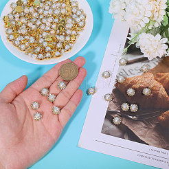 150個の花のプラスチックラインストーン装飾アクセサリー  鉄ベース  ゴールドカラー  11.5x8.5mm&nbsp;FIND-CA0009-76B