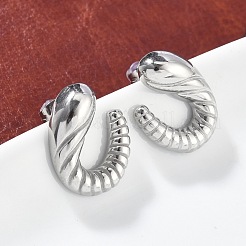 304 Stainless Steel Spiral Croissant Stud Earrings for Women&nbsp;EJEW-Z095-01P